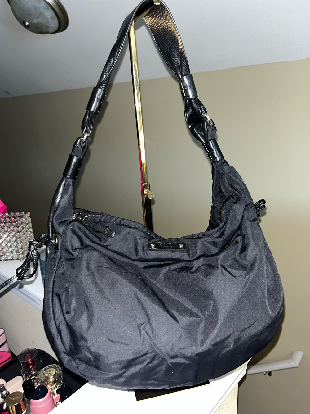 kate spade Black Shoulder Hobo Bag with Leather Accents